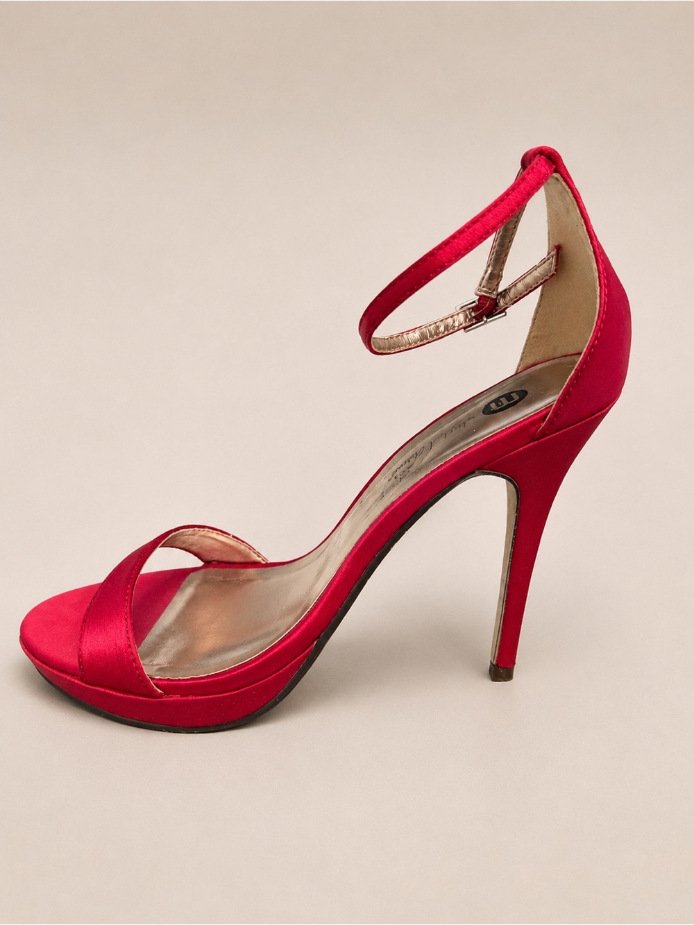 Michael Antonio Red Satin Ankle-Strap Stiletto Sandals